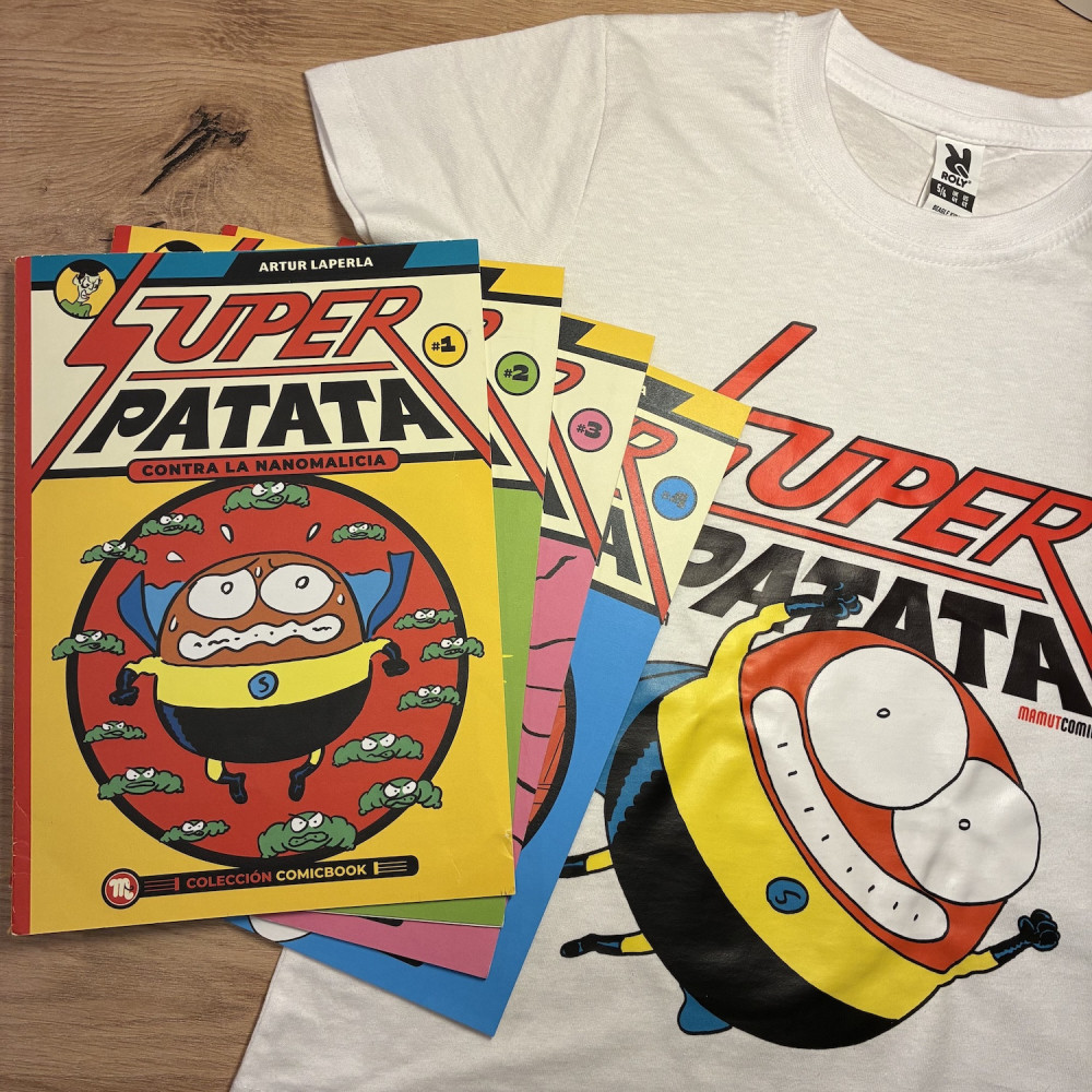 Pack Camiseta (talla 7/8 años) + Superpatata contra la nanomalicia